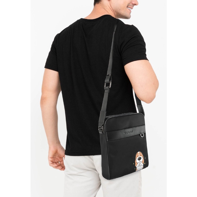 TAS SELEMPANG PRIA HUSH PUPPIES SLING BAG ORIGINAL HITAM BLACK HM145