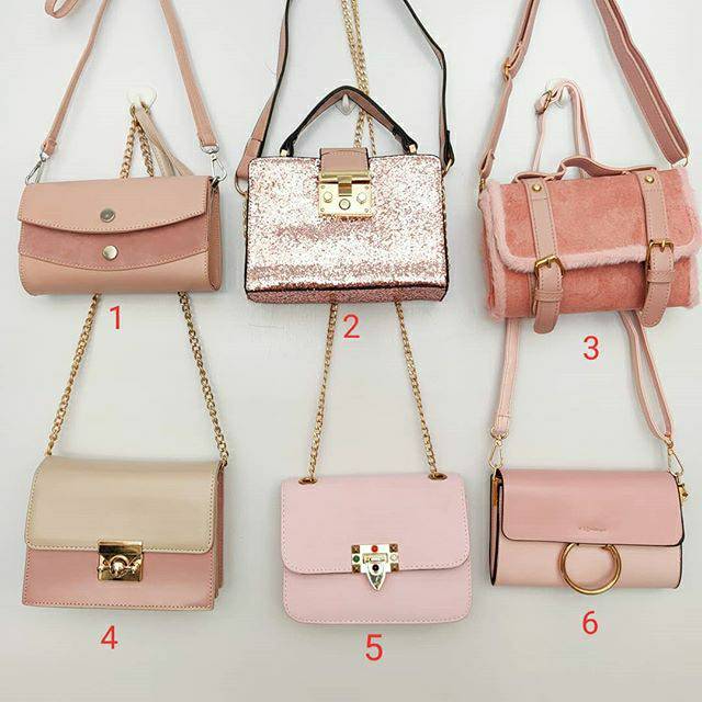 (COD)tas selempang wanita tas pink fashion tas lucu kulit pu import murah