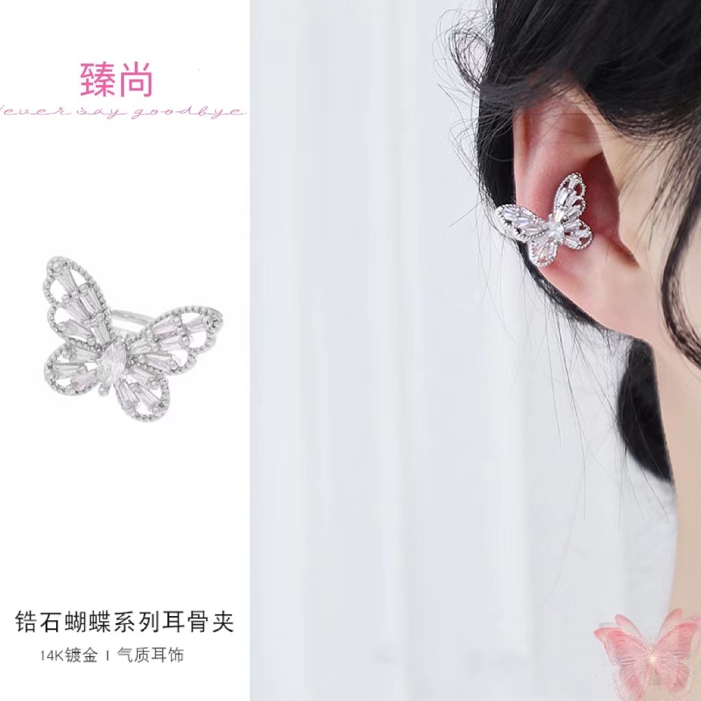 Butterfly Anting Klip Tanpa Tindik Desain Kupu-Kupu Untuk Wanita