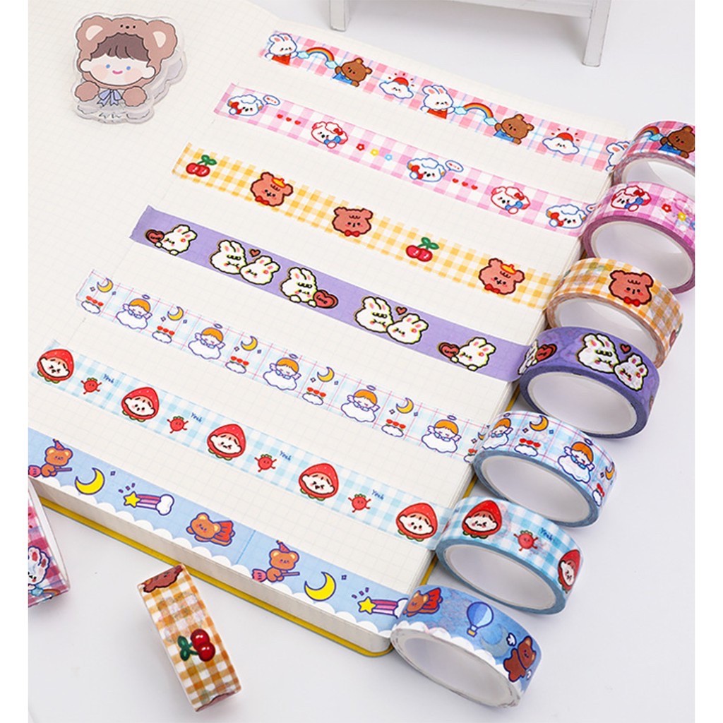 

[SCRIBBLE_ID] 1 Pcs CUTE ANIMAL Washi Tape Decor Masking Tape Scrapbook Selotip Lucu Jurnal W0002