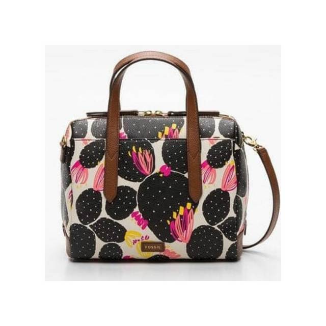 Fossil Sydney Satchel Black Floral (Kaktus)
