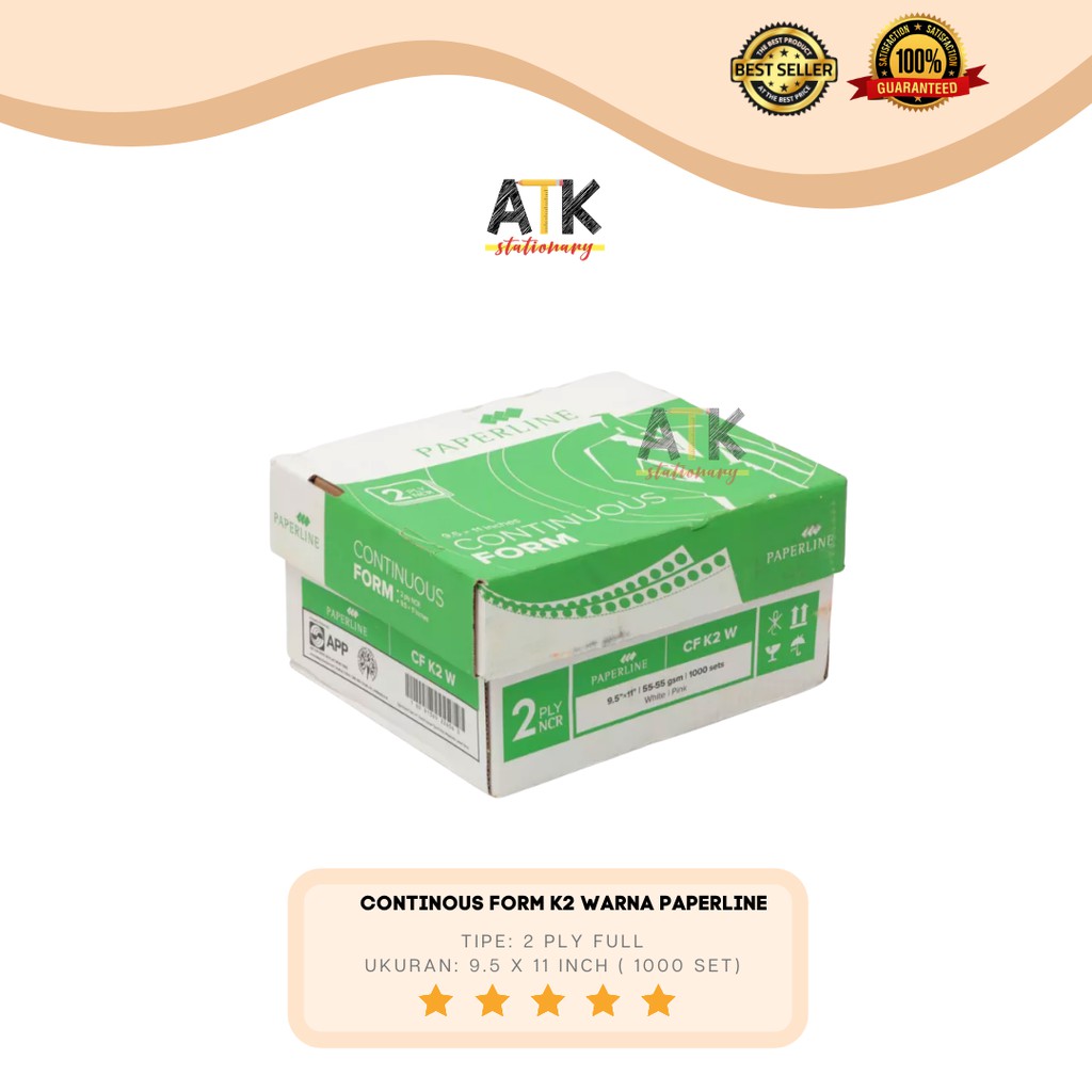

Continous Form 9.5"X11" (K2 Warna) 2 Rangkap Sinar Dunia/PaperLine atk