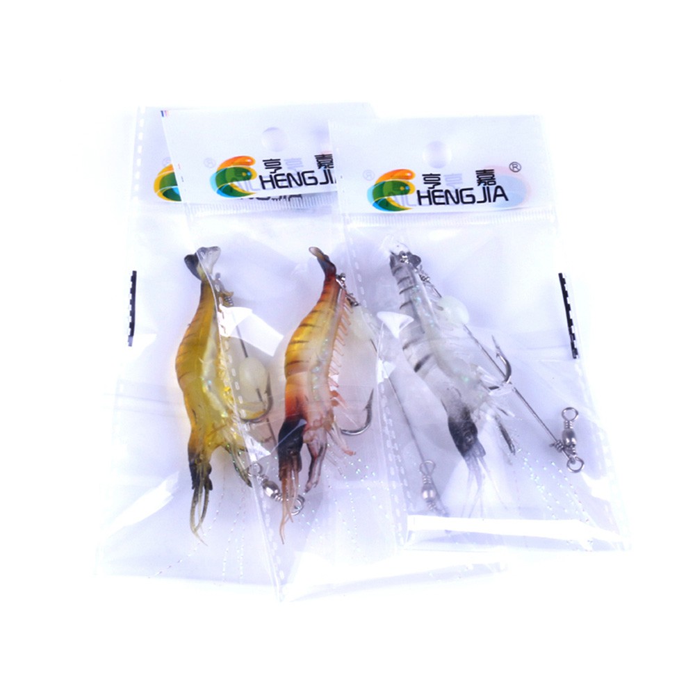 HENGJIA 3PCS/lot 7CM/6.4G Soft Shrimp Umpan Pancing Luminous Udang Tiruan Fishing Lure Ikan Bait Bass Swimbait Tackle