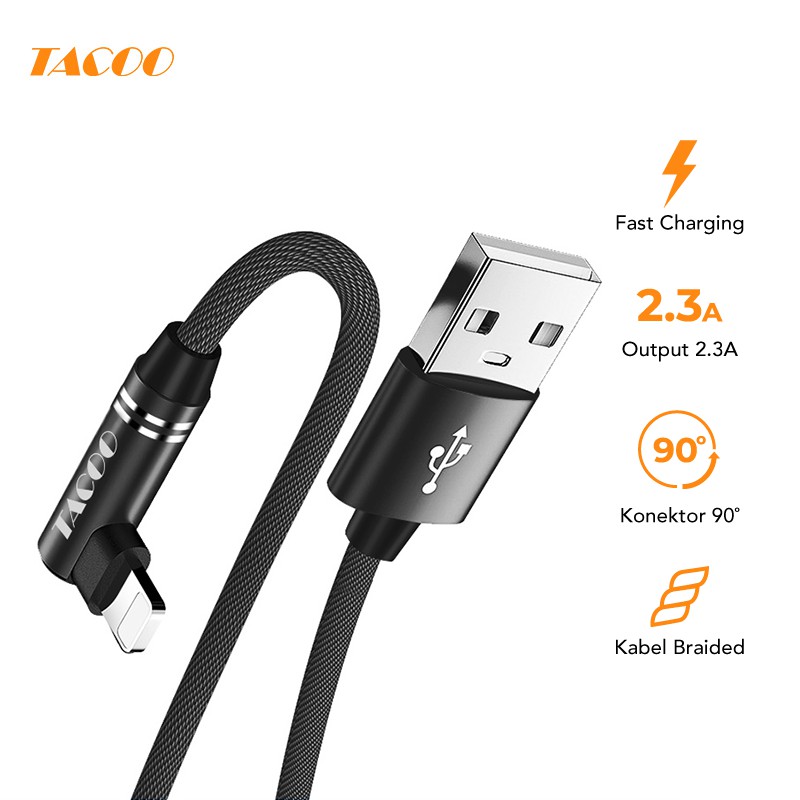

Tacoo Kabel Data iPhone 6 USB Cable Lightning Braided Nylon Fast Charger 2.3A CHARGING iPad Air 1m