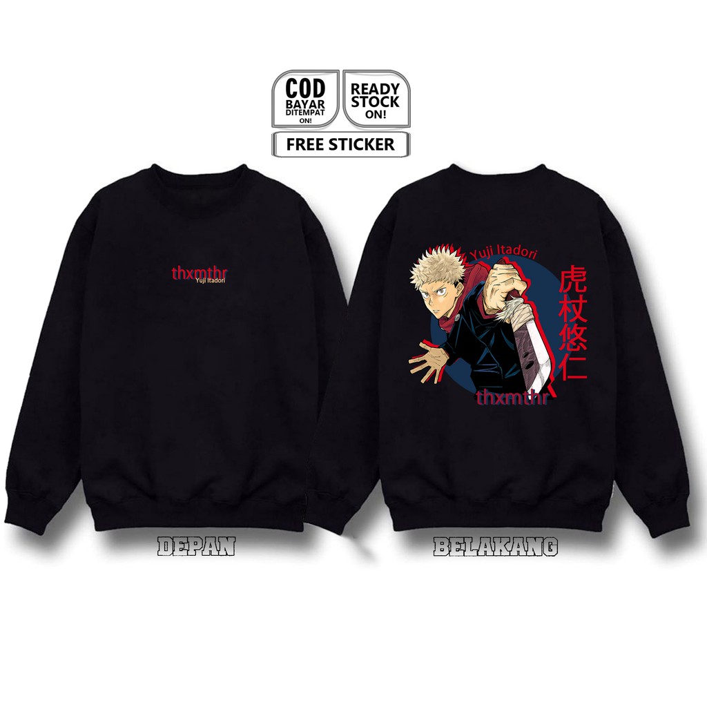 SWEATER CREWNECK YUJI ITADORI JUJUTSU KAISEN GOJOU SATORU KENTO MEGUMI BAJU JEPANG COSPLAY SIGNCLOTH