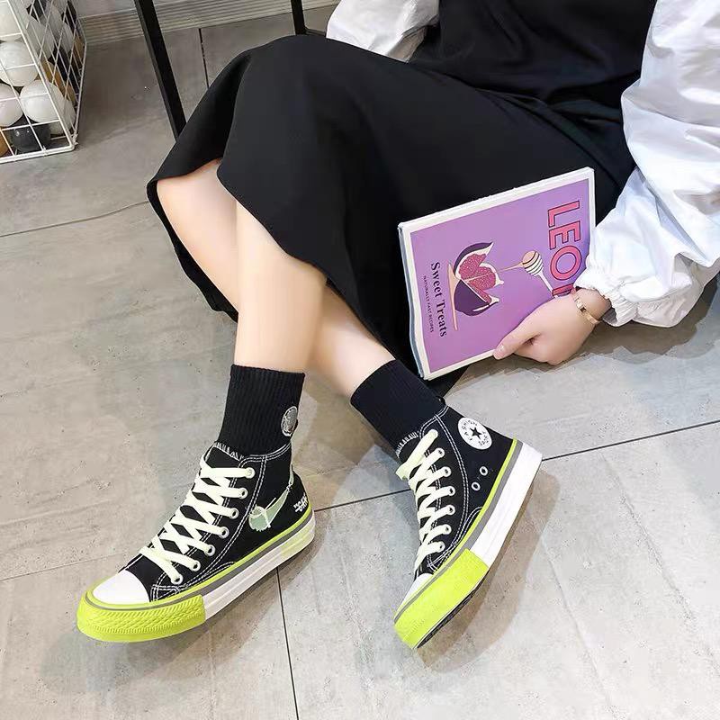 Free Box Sepatu NS609 sepatu sneakers wanita import  sneakers kanvas sneakers high knee