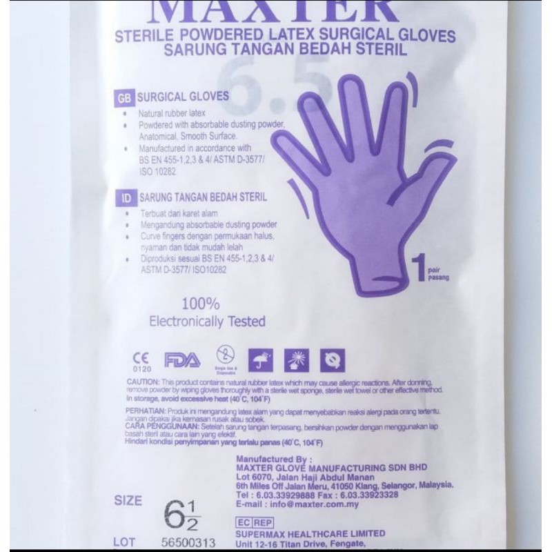 Maxter Surgical Gloves Sterile Steril