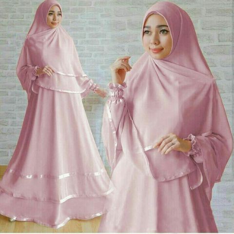 [Syari Nora varian warna SW] gamis wanita jersey MOCCA/DUSTYPINK/ABUTUA/UNGU