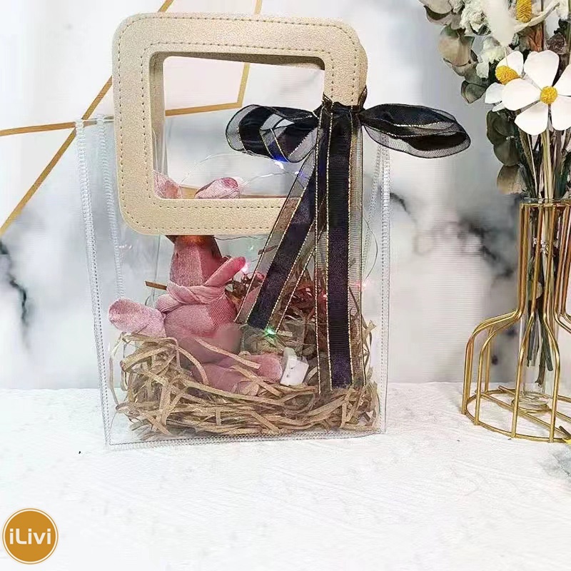 Transparent tote bag pvc packaging bag crystal bag gift bag cosmetic bag plastic gift bag/Tote bag t