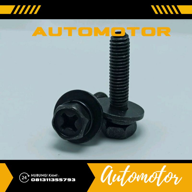 Baut 10 m6 2ring double kunci 10 dan obeng plus Original