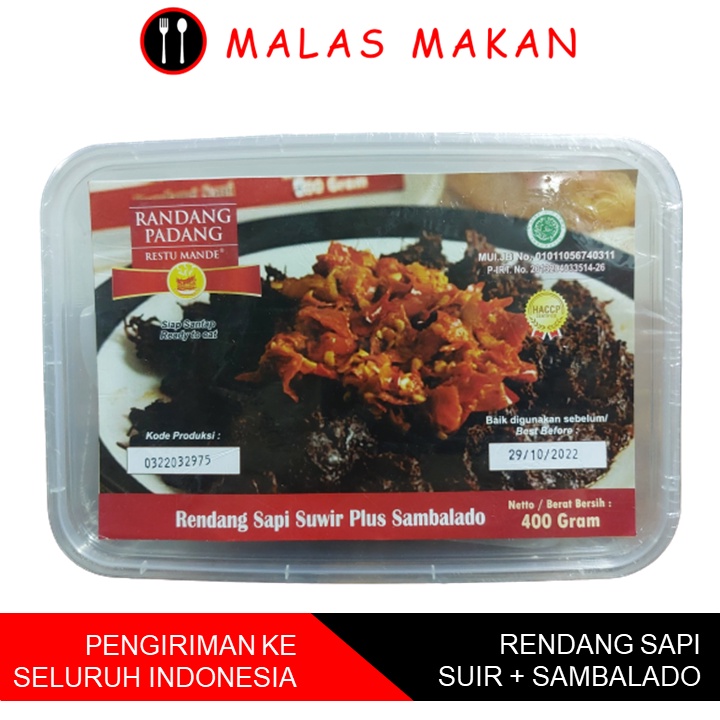 

Rendang Suir Suwir Sapi + Sambalado Restu Mande 400gr
