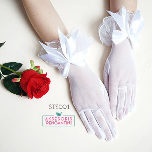 [READY STOCK] SARUNG TANGAN PUTIH AKSESORIS PENGANTIN WEDDING GLOVES LACE STS001