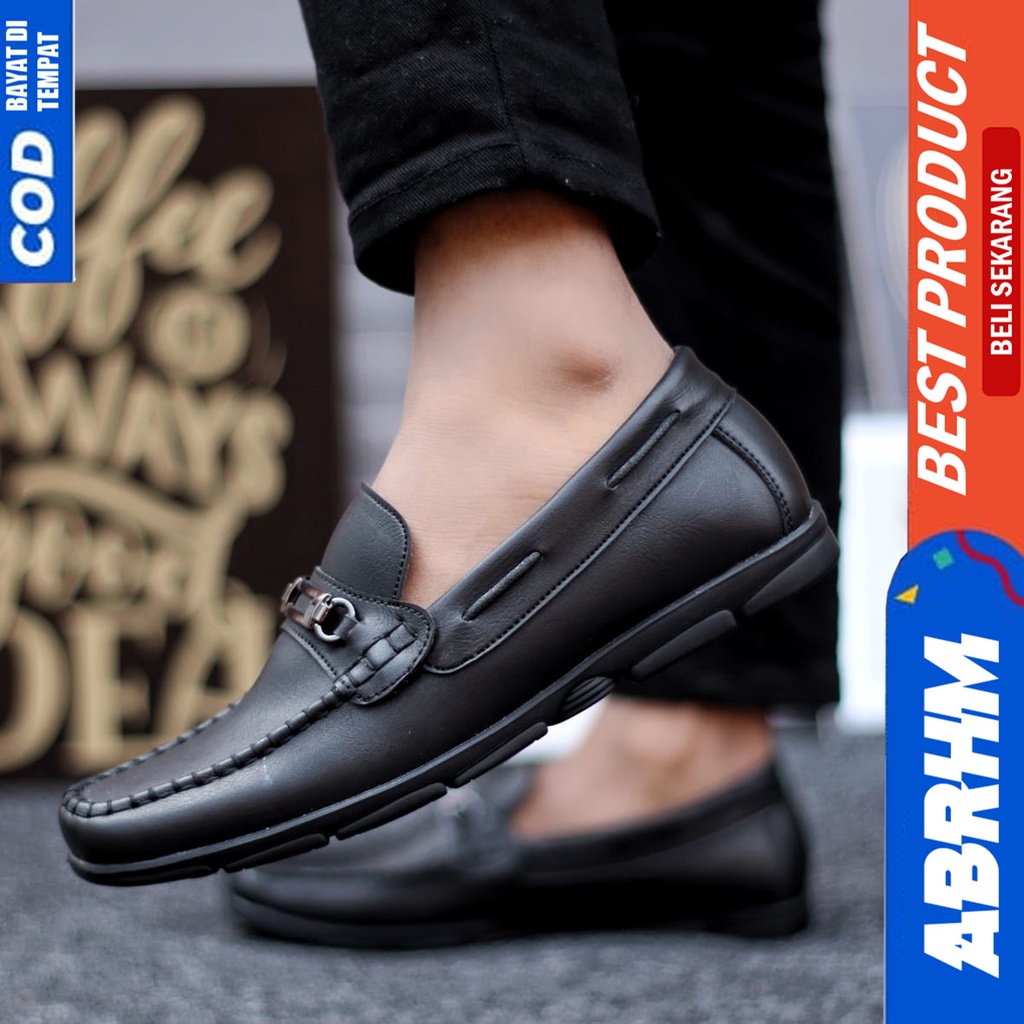 Sepatu Formal Kerja Pantofel Casual Hitam Pria Abrhm Tobi