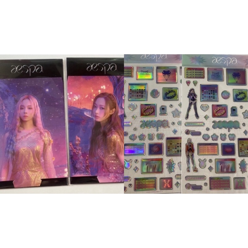 AESPA BLACK MAMBA LENTICULAR STANDEE HOLO (ONLY) + AESPA HOLOGRAM EPOXY STICKER (ONLY)
