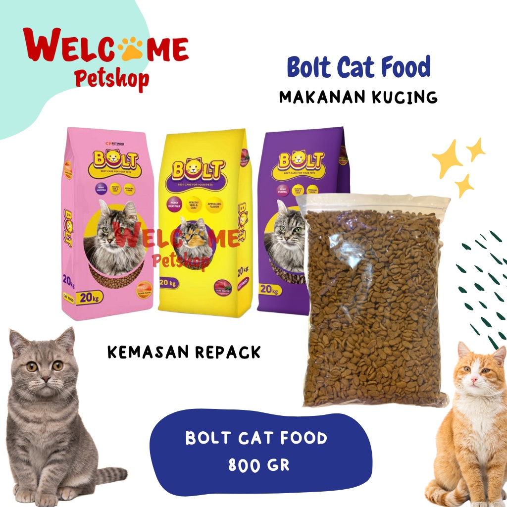 Bolt Makanan Kucing 800g REPACK Pakan Kucing Kering Ikan Donat Bulat