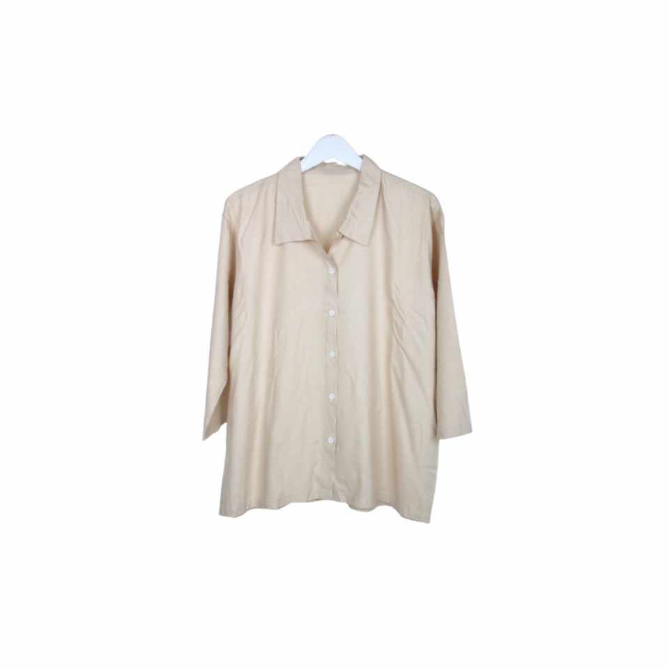 BLOUSE WANITA POLOS LENGAN PANJANG KATUN RAYON ORGANIK 7/8 ATASAN BLOUSE ALLSIZE-Blouse Almond