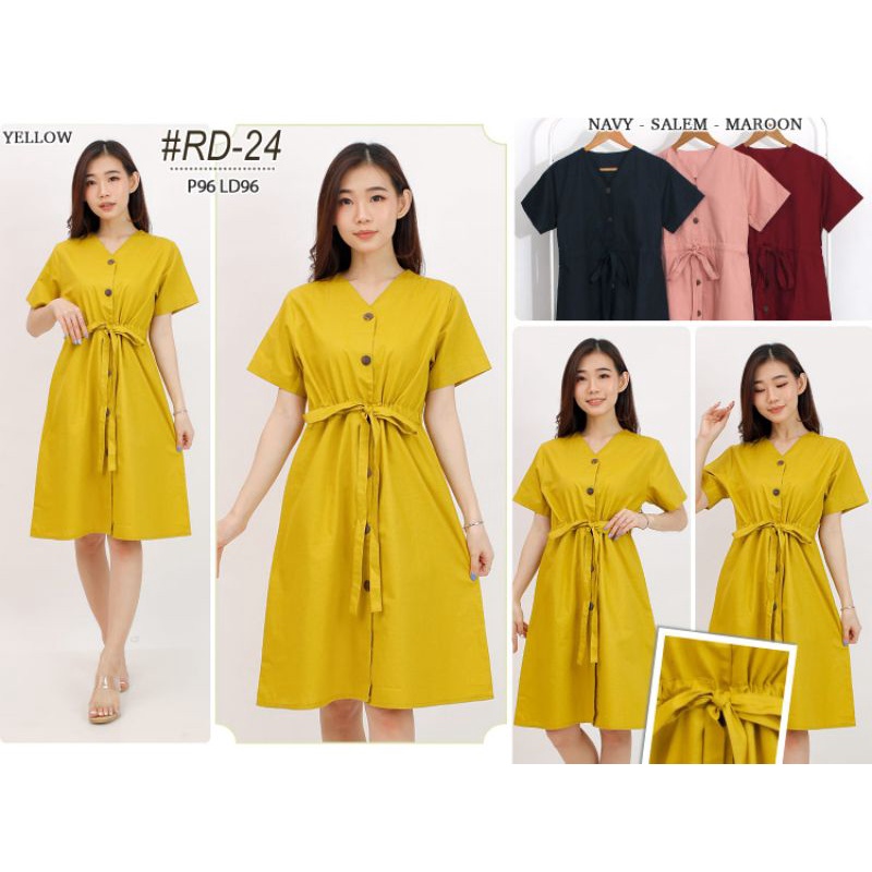 Dress Fashion BV RD-24 /Dress Midi /Dress Polos Katun Uniqlo