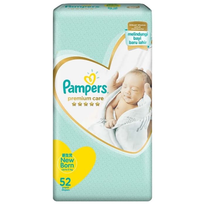 popok bayi diaper bayi Pampers Premium Care Tape New Born 52