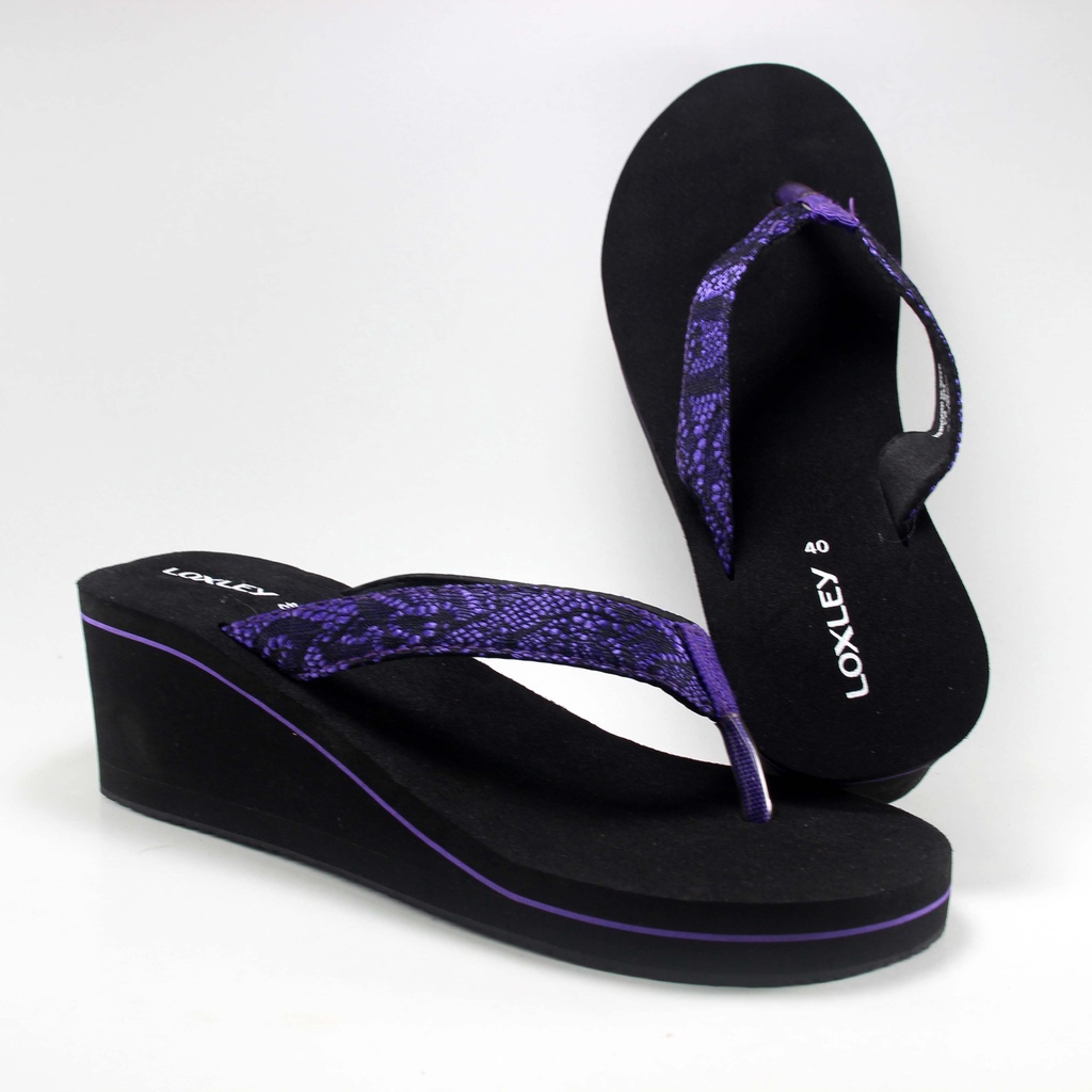 Sandal Wedges Wanita Loxley prisma hitam - ungu
