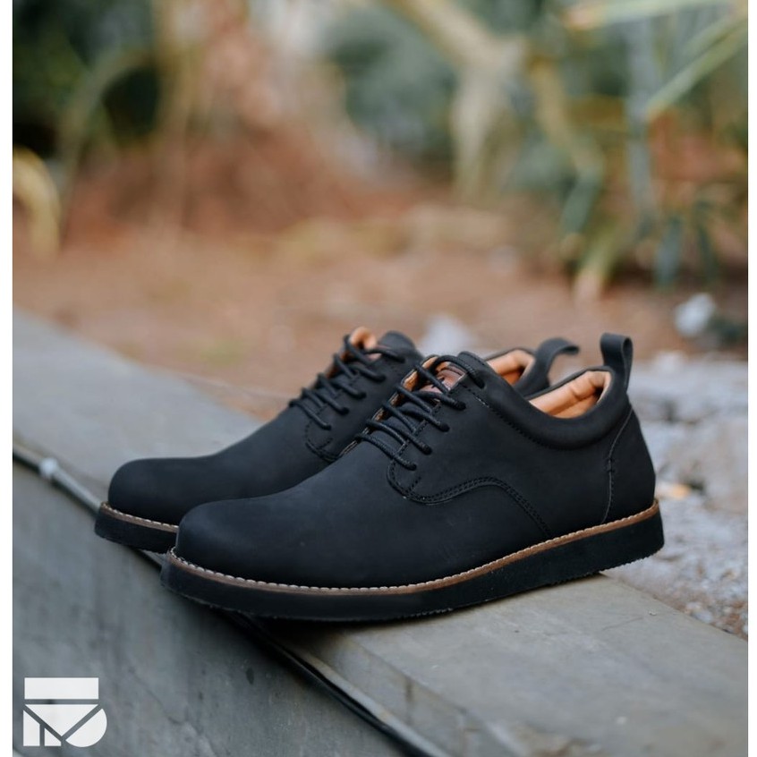 Sepatu Pantofel Hitam Pria Tali Vintage Derby Klasik Cowok Men Original |Alaska Black| FORIND x FSTP