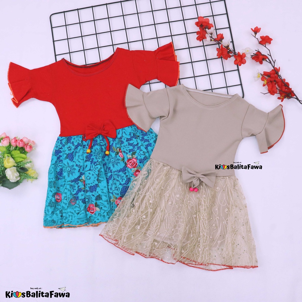 Dress Brokat Laura uk 3-4 Tahun / Dres Baju Anak Perempuan Murah Gaun Pesta Import Quality Brukat