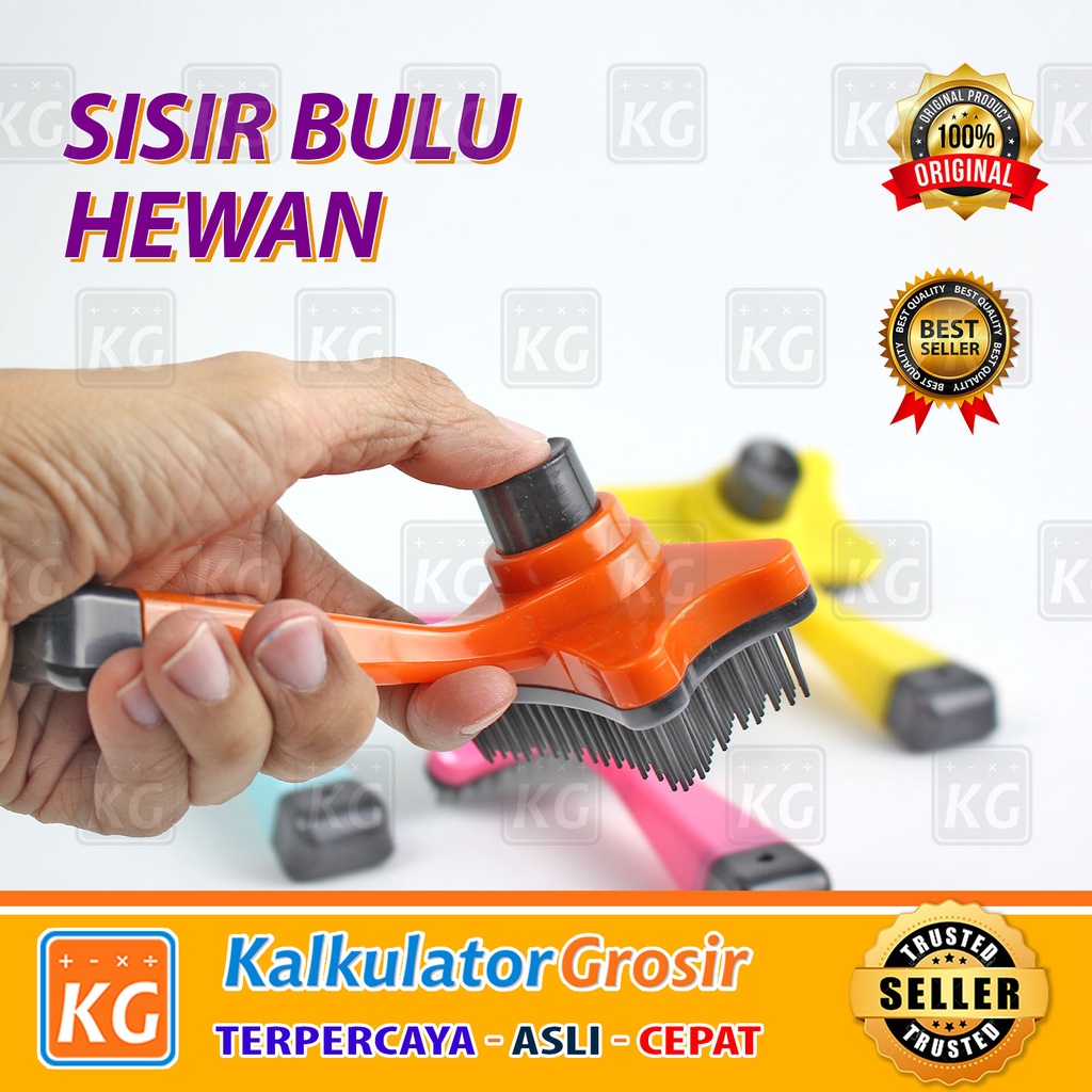 Sisir Grooming Kucing Anjing Timmer Tombol Sisir Bulu Pet Brush Brush Cat Dog Kelinci Self Quick Cleaning Tombol Sisir