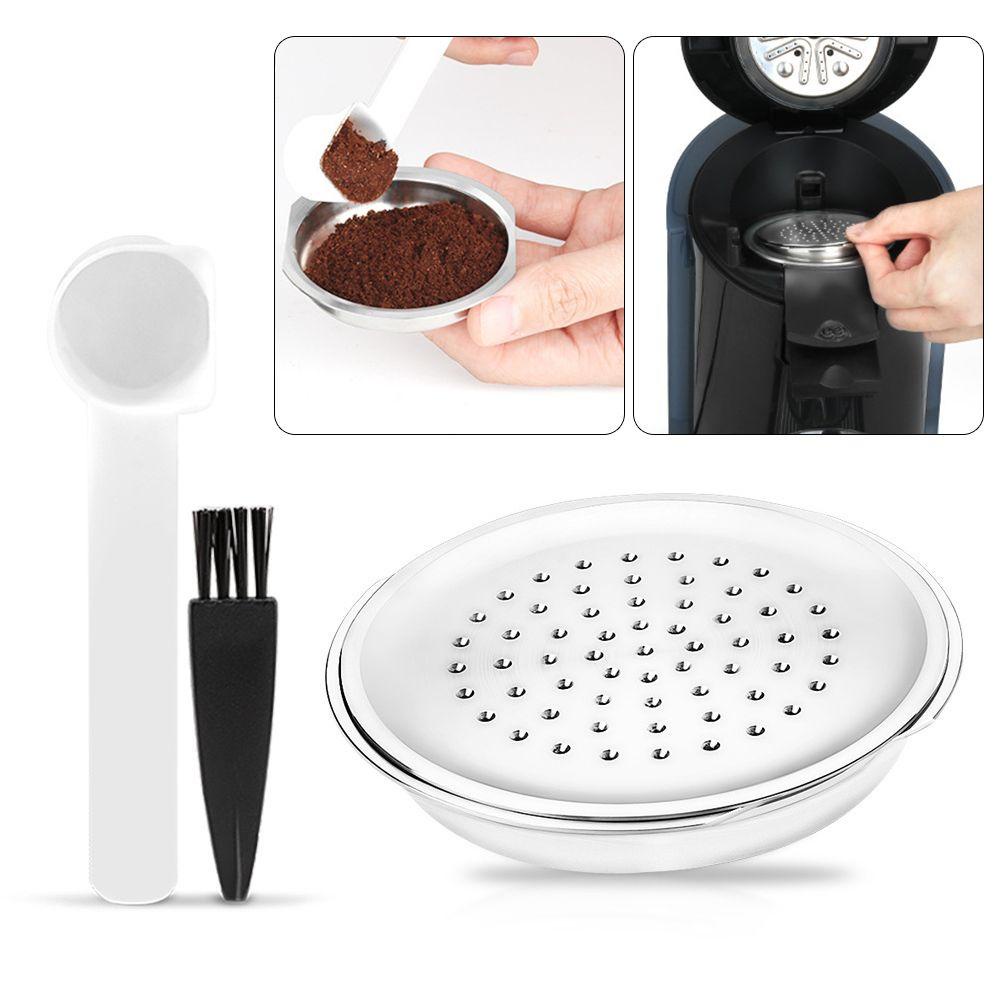 Solighter Coffee Capsule Home Espresso Sendok Kopi Brush Reusable Pods