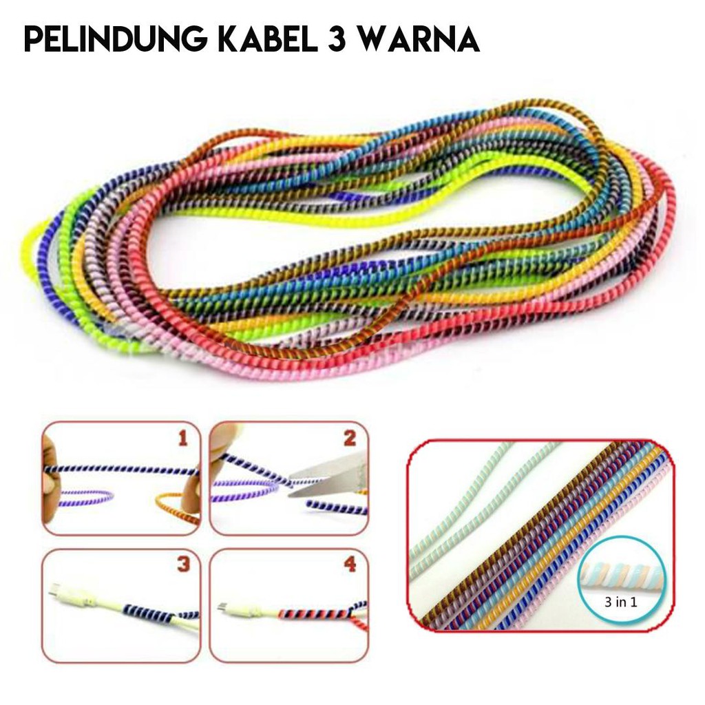 Pelindung kabel VIBOX  - Cord Protector/Spiral Pelapis Kabel 3WARNA dan 2 WARNA dan gurita gojek