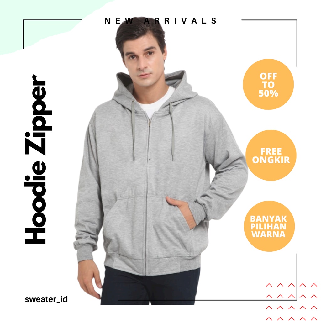 SWEATER_ID Hoodie Zipper Abumuda / Abu Misty Polos Unisex Fleece Tebal