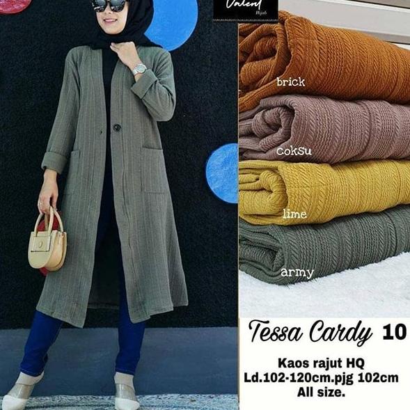 Cardigan Premium Outer Wanita Tessa Celsia CARDY Long Cardi Rajut Tebal Import Knit Melar Adem ‑ Gub