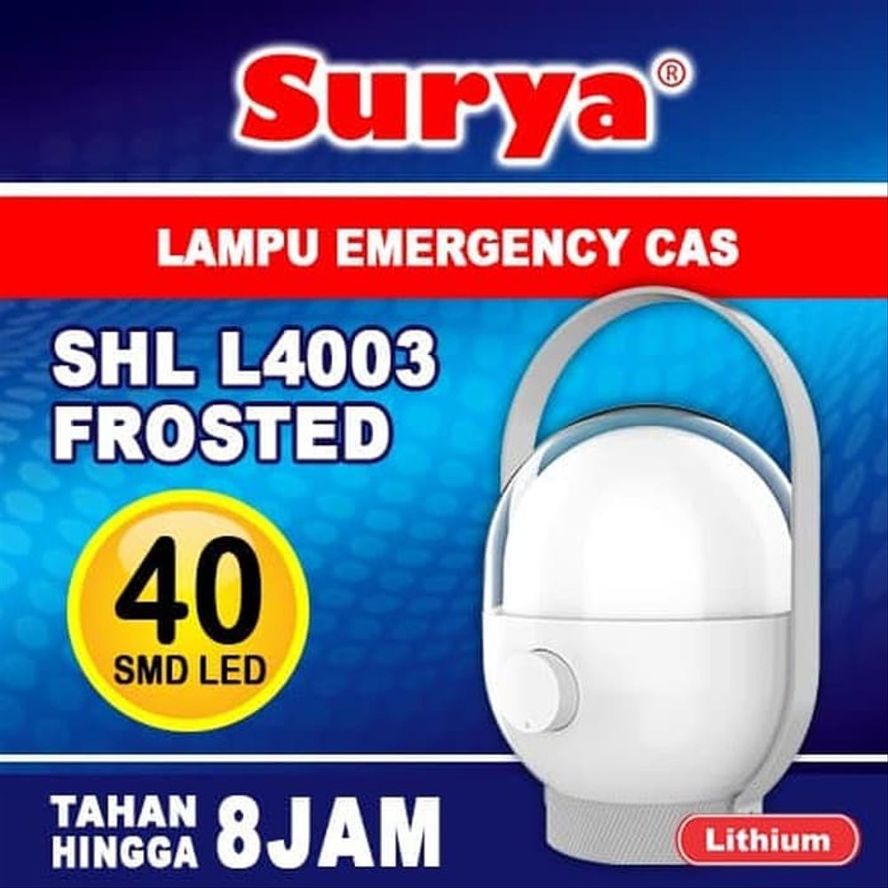 Surya Emergency Lamp SHL L4003 4003 Frosted Lampu Darurat Cas Lentera