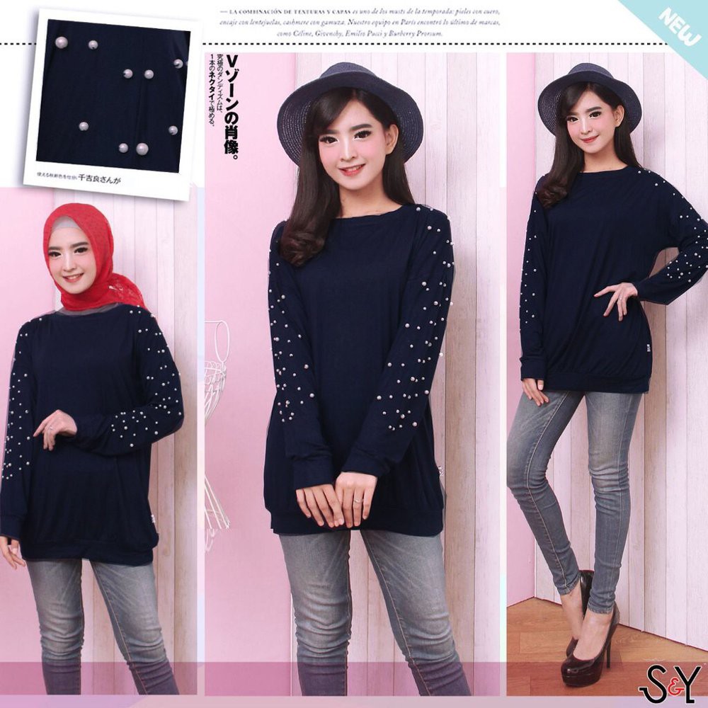 Kaos lengan panjang wanita jumbo bigsize blouse baju atasan wanita jumbo bigsize kaos lengan panjan