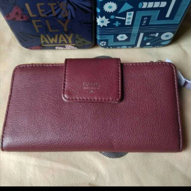 Fossil Sidney tab Wallet wine