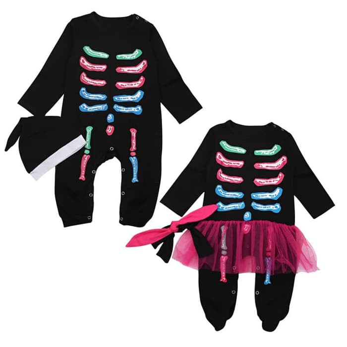 SKULL SKELETON baby boy girl costume halloween kostum bayi tengkorak