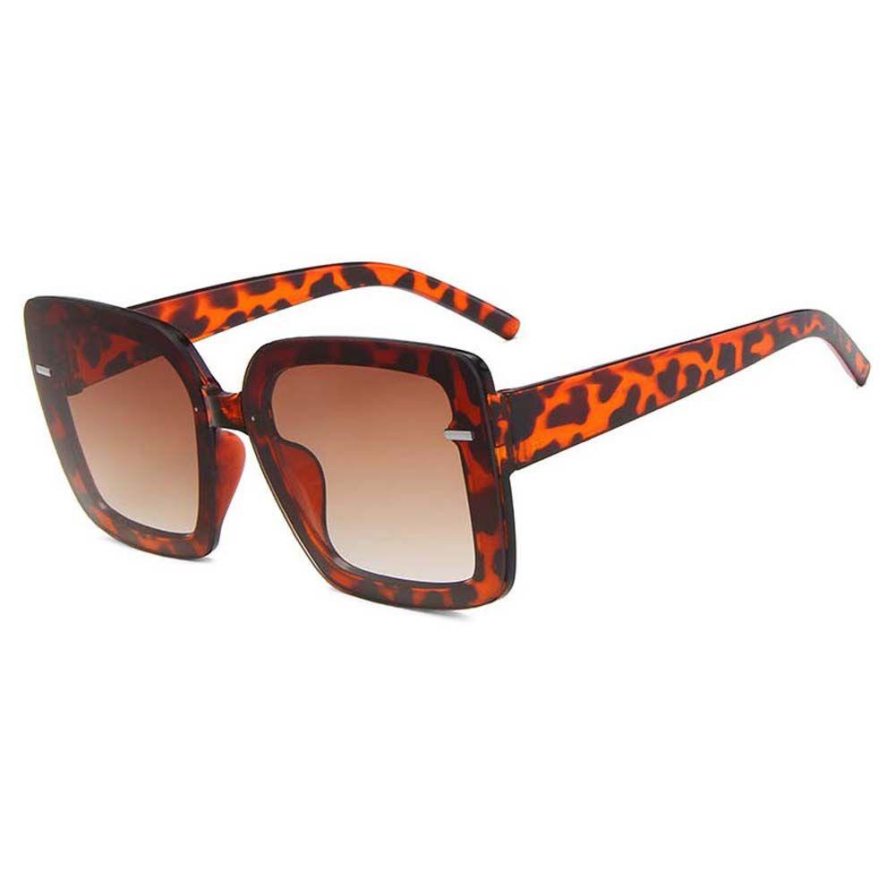 Mxbeauty Kacamata Hitam Wanita Tabir Surya Merek Mewah Tanda Logam Visor Eyewear Bingkai Besar Oversized Motif Leopard Bingkai Persegi Korea Kaca Mata Matahari