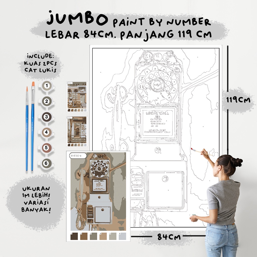 

JUMBO Paint By Number Kit, RETRO VERSE 1 paint by number besar a0