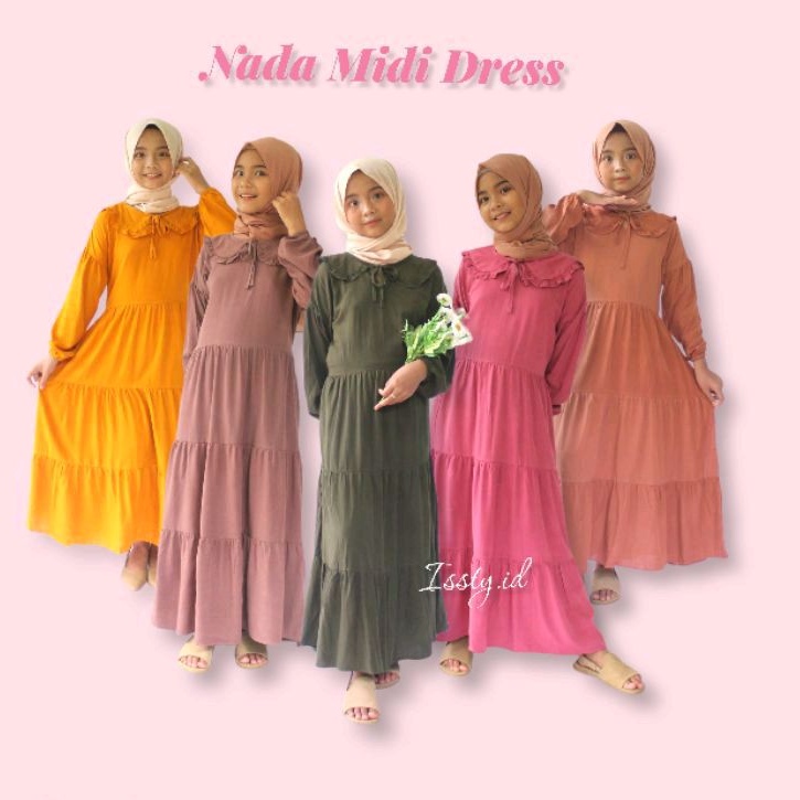 Nada Midi Dress Anak Midi Dress Usia 12 Tahun by issty.id