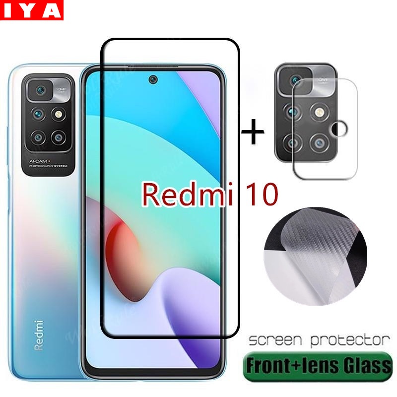 3 in 1 Glass for Redmi 10C Redmi Note 11 Pro 11S Redmi 10 Redmi Note 10 Pro 9T 9A 9C Note9 Note8 Note7 Xiaomi POCO X3 Pro x3 NFC M3 Camera Lens Back Film HD Screen Protective