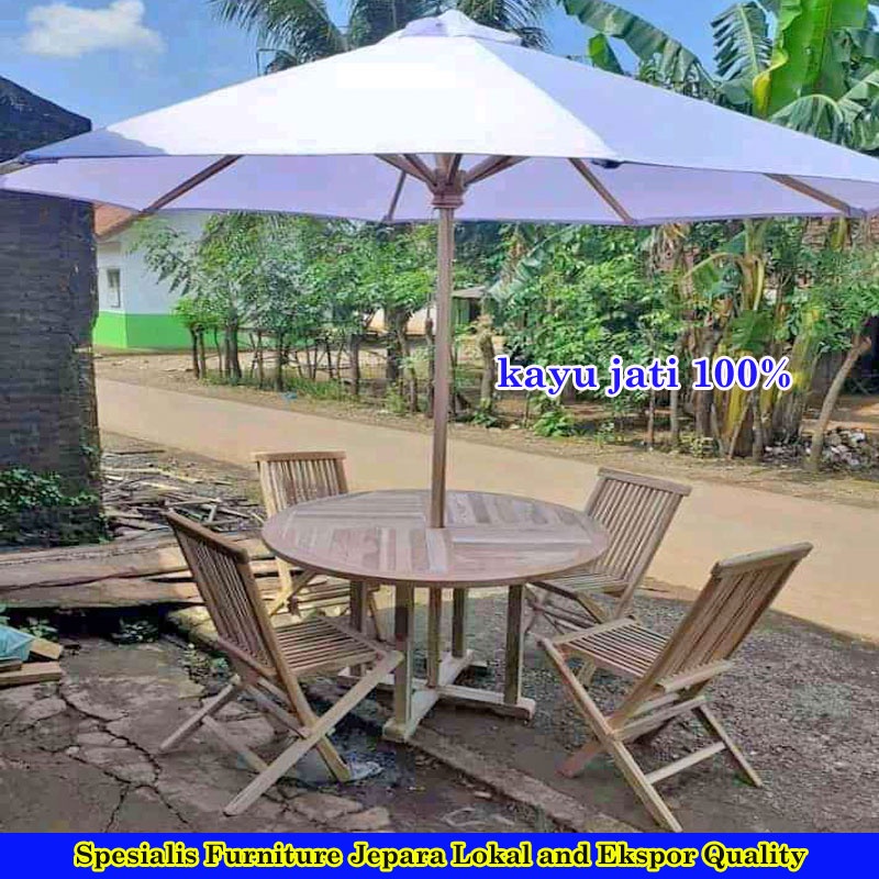 Kursi Meja Payung Taman Minimalis Kayu Jati mebel jepara