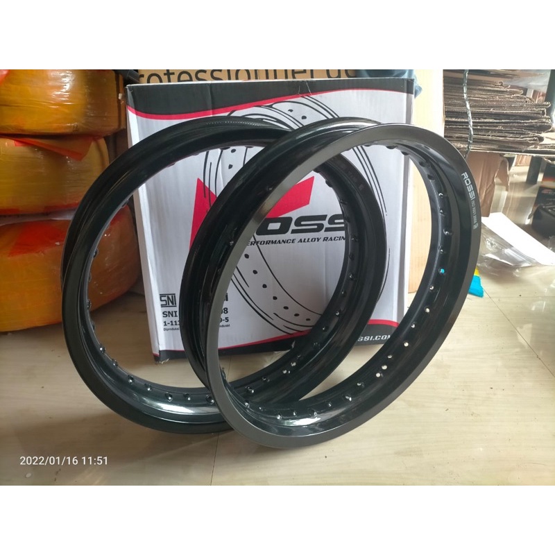 velg Rossi tapak lebar ring 17 uk 300/350 hitam glossy/mengkilap