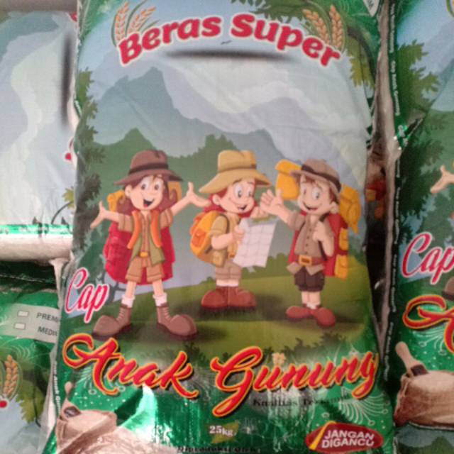 

Beras putih cap/merk anak gunung super bengawan IR64 medium murah, punel, pulen, enak