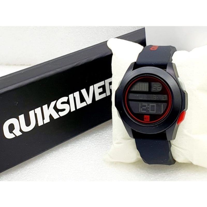 JAM TANGAN PRIA KEREN TERBARU 2021 ANTI AIR QUIKSILVER DRONE DIGITAL RUBBER QS-DRONE-T2 Hitam List Merah