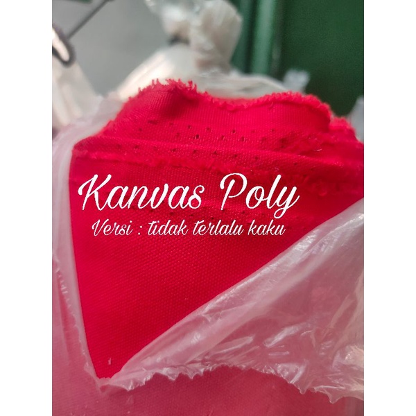 bahan kain kanvas poly polyester 100% Canvas merah cabe terang poli poliester tas totebag kuat subli