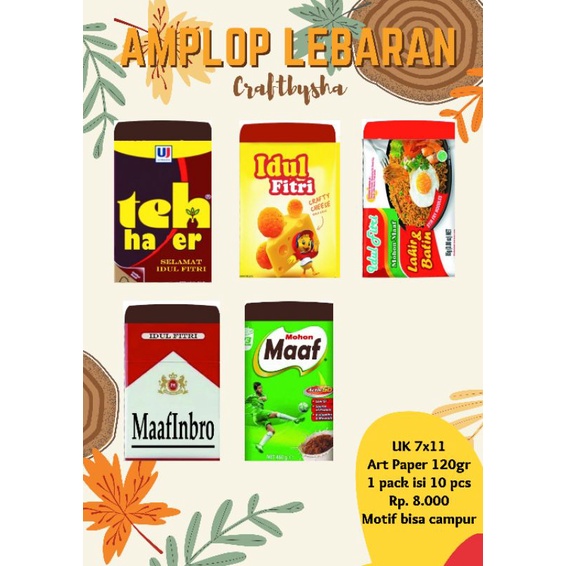 

Amplop Lebaran Unik/Lucu/Snack/Pastel
