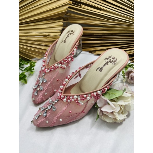 RAFAIZOUtfit sepatu wanita wedding shoes sepatu tamaia dustypink 7cm hak kaca