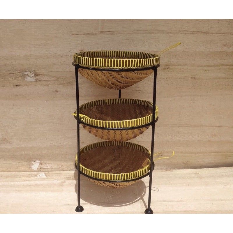 02 Rak Bawang 3 Tingkat Rak Bawang Dapur Rak Bawang Rotan