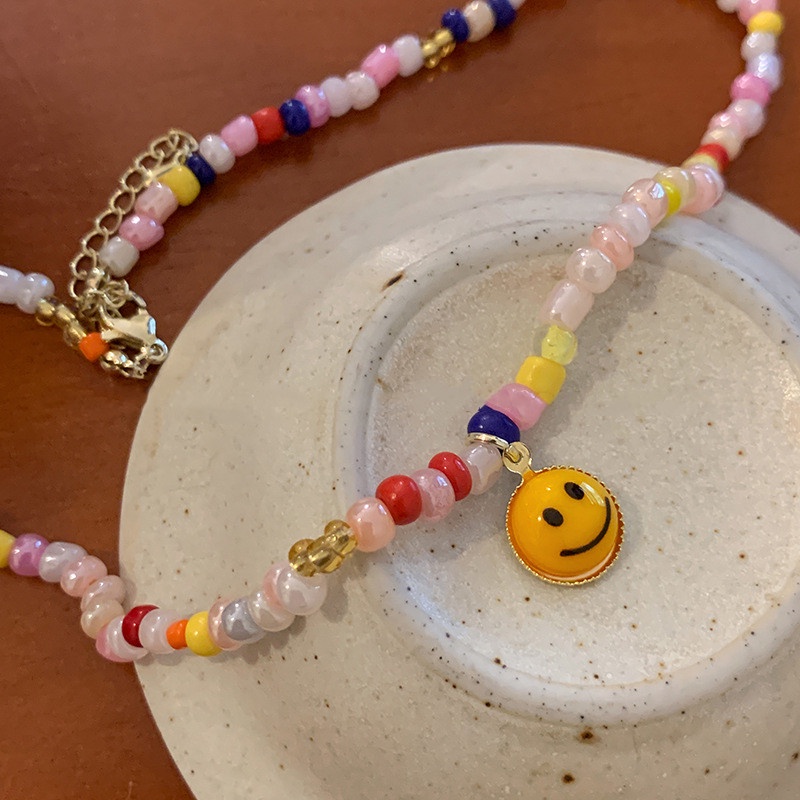 Kalung Manik-Manik Liontin Smiley Face Lucu Untuk Wanita