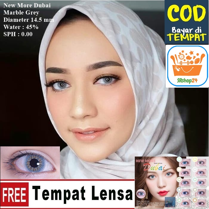 SOFTLENS MINUS DAN NORMAL NEW MORE DUBAI MARBLE GREY 14.5mm (0.00 sd -6.00) GRATIS TEMPAT SOFLEN