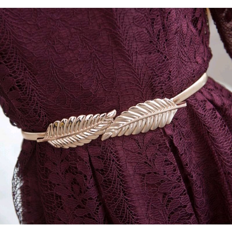 Ikat Pinggang Wanita Tali Spiral Elastis Motif DAUN LEAVES Korea Fashion Womens Belt