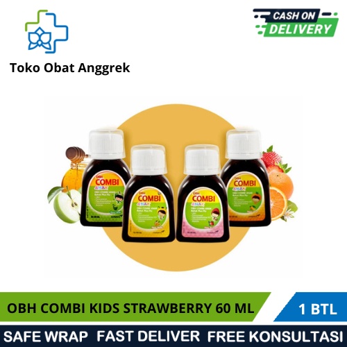 OBH COMBI ANAK BATUK FLU/STRAWBERRY/60ML/OBAT BATUK BERDAHAK/PILEK/SAKIT KEPALA PADA ANAK